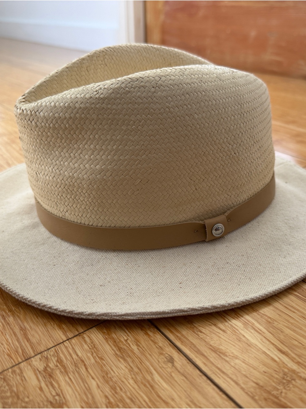 Rag & Bone Classic Women's Beige Straw Panama Hat with Leather Band